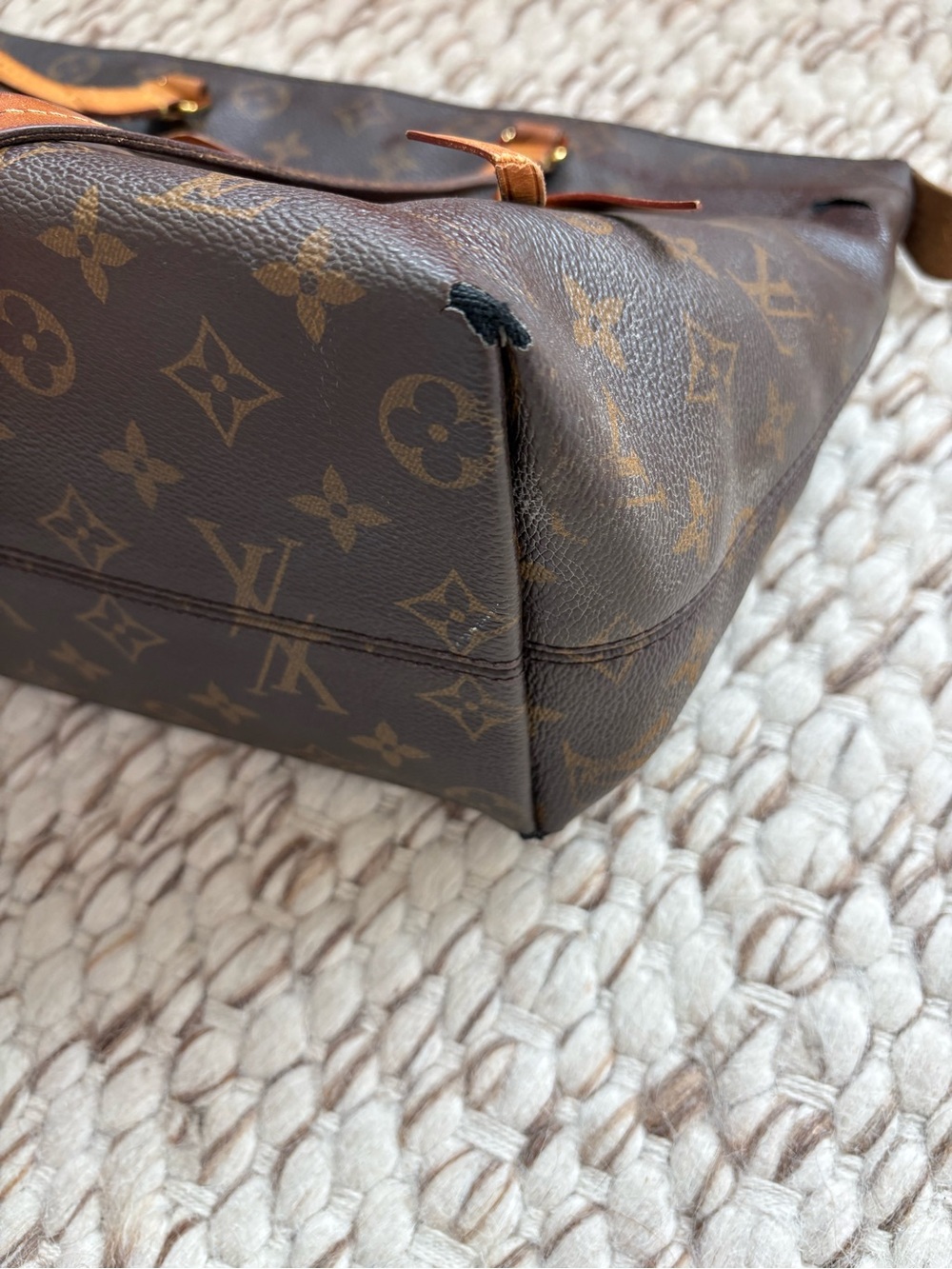 Louis Vuitton Brown Monogram Canvas Tote with Tan Leather Trim - Picture 7 of 14